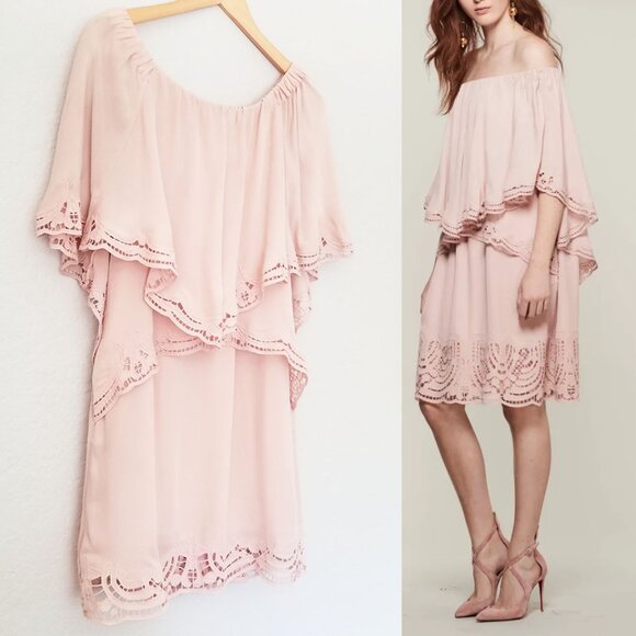 Kobi Halperin 100% Silk Veronica Off Shoulder Dress XS Pink Fairy Romantic $595 - Picture 2 of 16